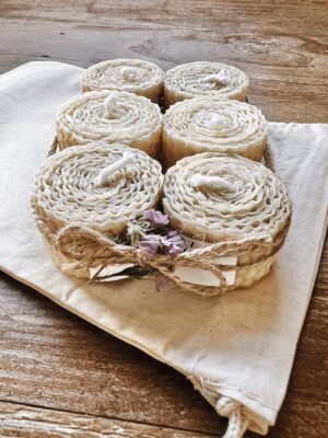 rolled beeswax tealight candles