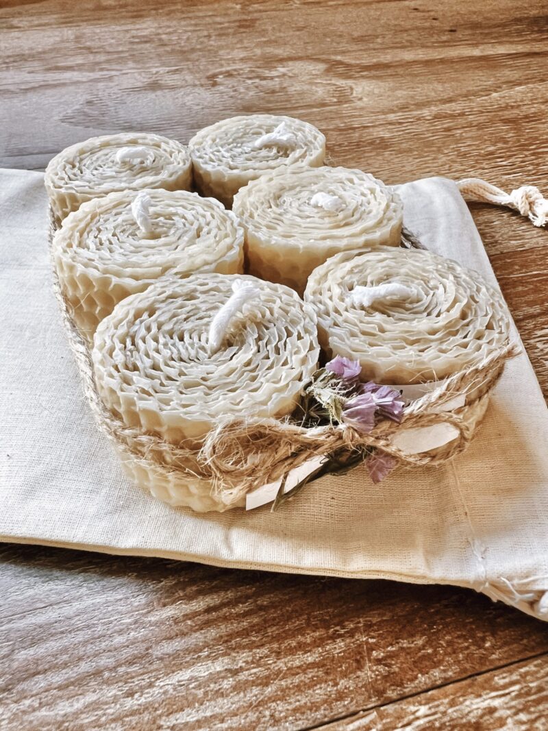 Rolled Beeswax Tealight Candles (6 pack) - Image 2