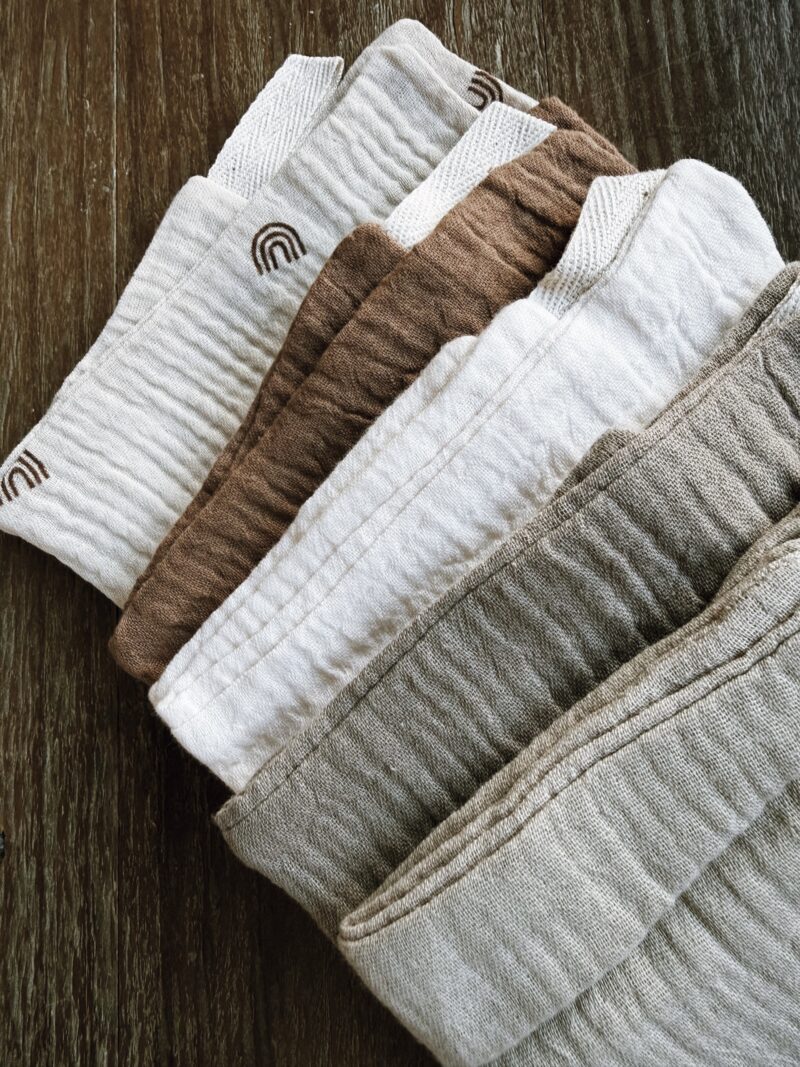 Muslin Washcloth Set – Earth Tones (Set of 5) - Image 2